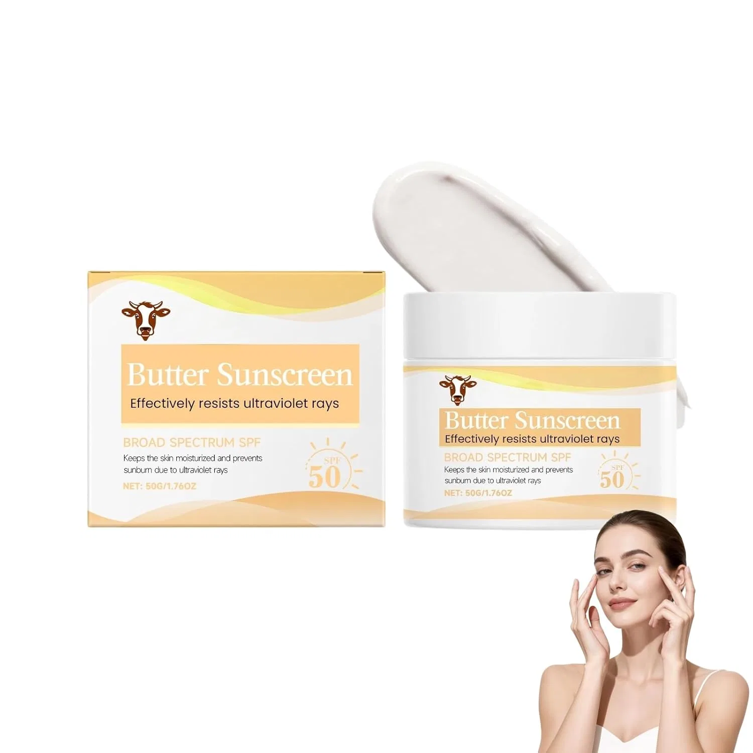 Солнцезащитный крем с говяжьим жиром SPF 50 (1 шт., 50 г) Radiantre, 1 Piece.
