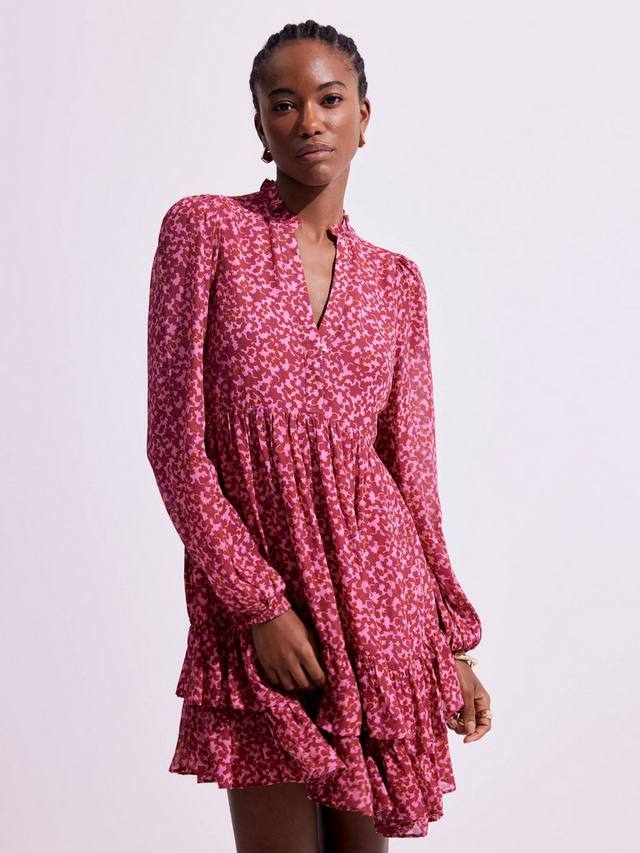 

Мини-платье с многослойным подолом в цветочном принте Mint Velvet, Pink/Multi