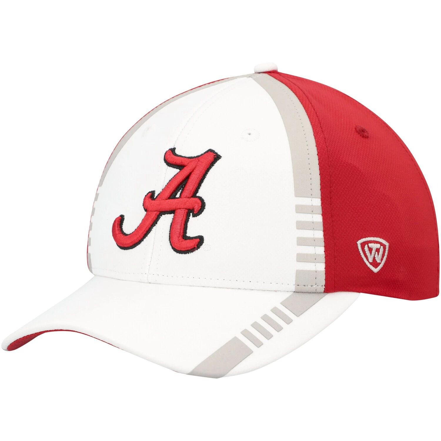 

Мужская шляпа Top of the World белая/малиновая Alabama Crimson Tide Iconic Flex Hat
