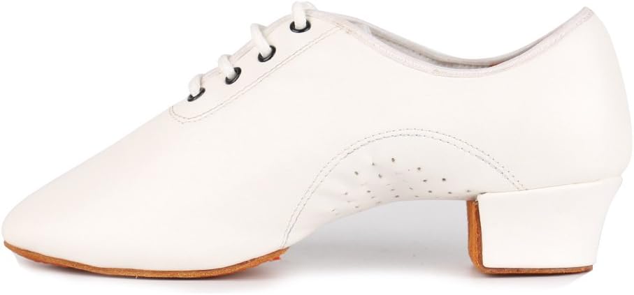 

Туфли для танцев HIPPOSEUS для мальчиков/мужчин на шнуровке, бальные танцевальные туфли для латиноамериканских танцев, танго, сальса, детские туфли для выступлений на низком каблуке, белый