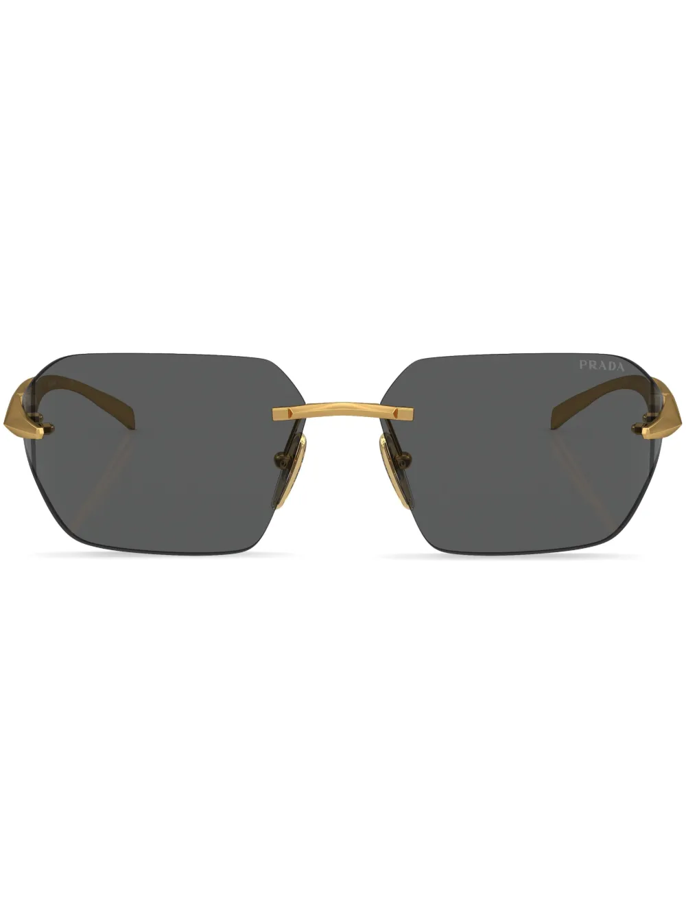 

Солнцезащитные очки Runway в безободковой оправе Prada Eyewear, золотой