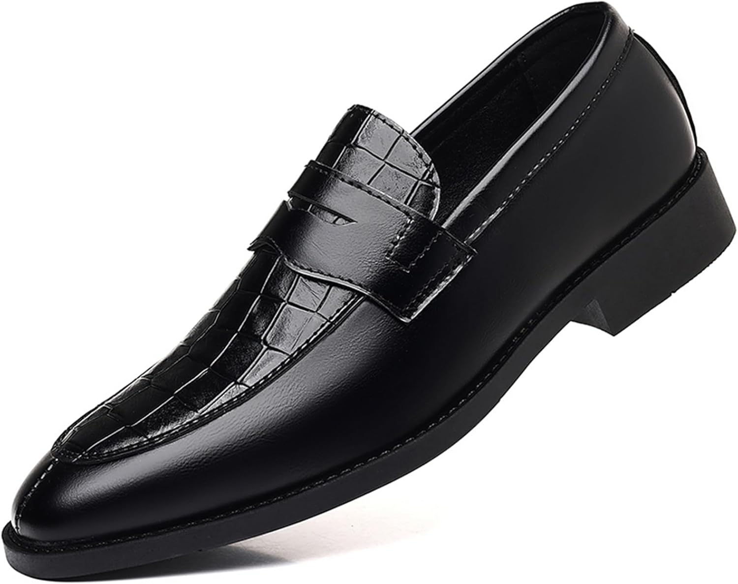 

Мужские винтажные туфли с тиснением под крокодила на резиновой подошве, для вечернего костюма и делового стиля, пенни-лоферы Lmgyzur, черный