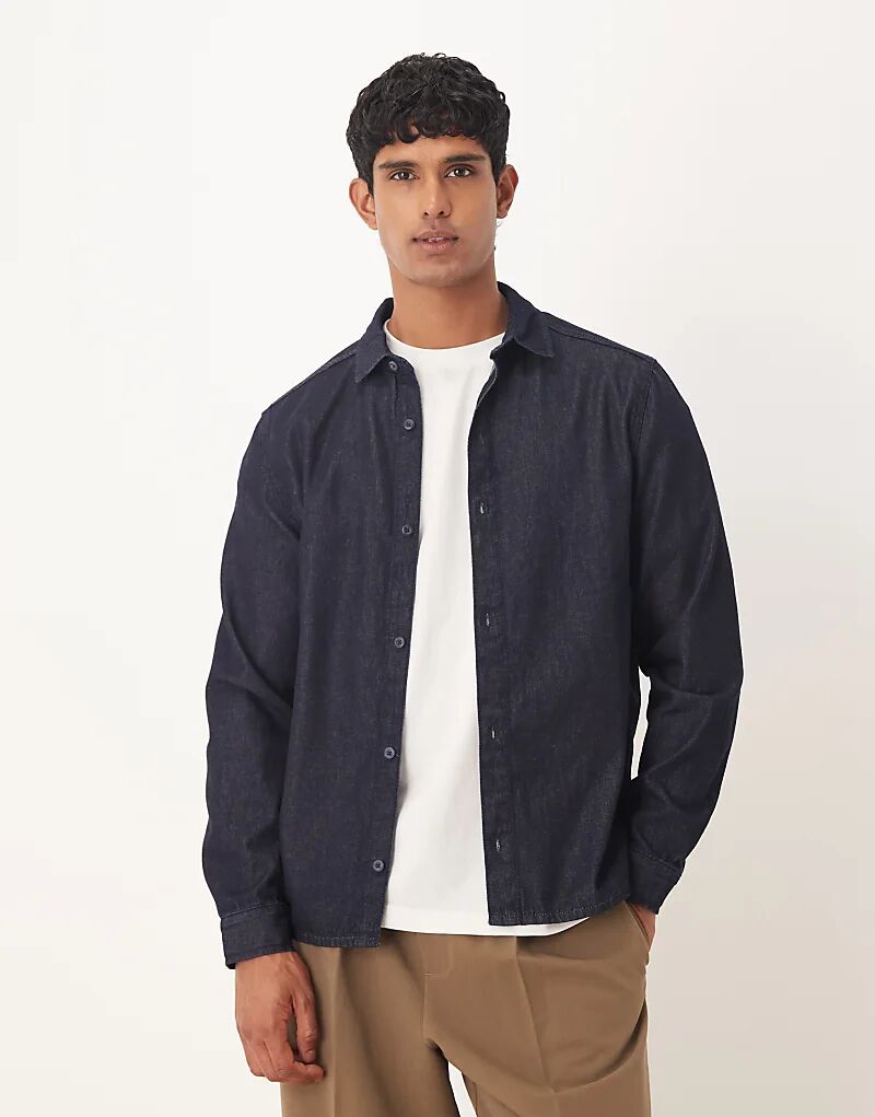 

Рубашка ASOS DESIGN с длинными рукавами и классическим кроем из джинсовой ткани индиго