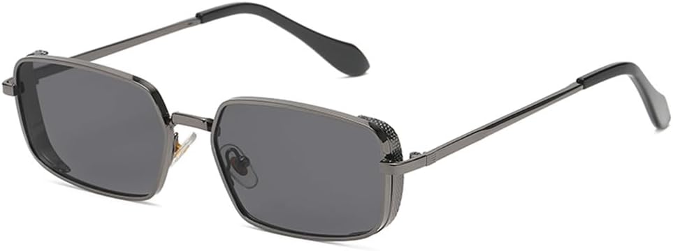 

Модные популярные металлические солнцезащитные очки маленького прямоугольного размера для женщин в винтажном панк-стиле, металлические солнцезащитные очки с защитой от УФ-излучения UV400 KTUCN, Gun Black