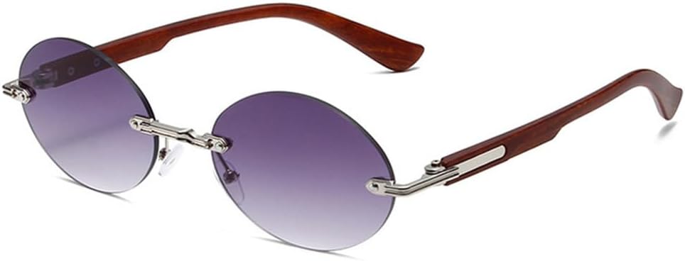 

Популярные модные овальные солнцезащитные очки для женщин в стиле ретро, ​​без оправы, с прозрачными линзами с градиентом цвета океана, защита от УФ-излучения UV400, для мужчин в стиле панк TKKTLLT, Silver Gray Gradient