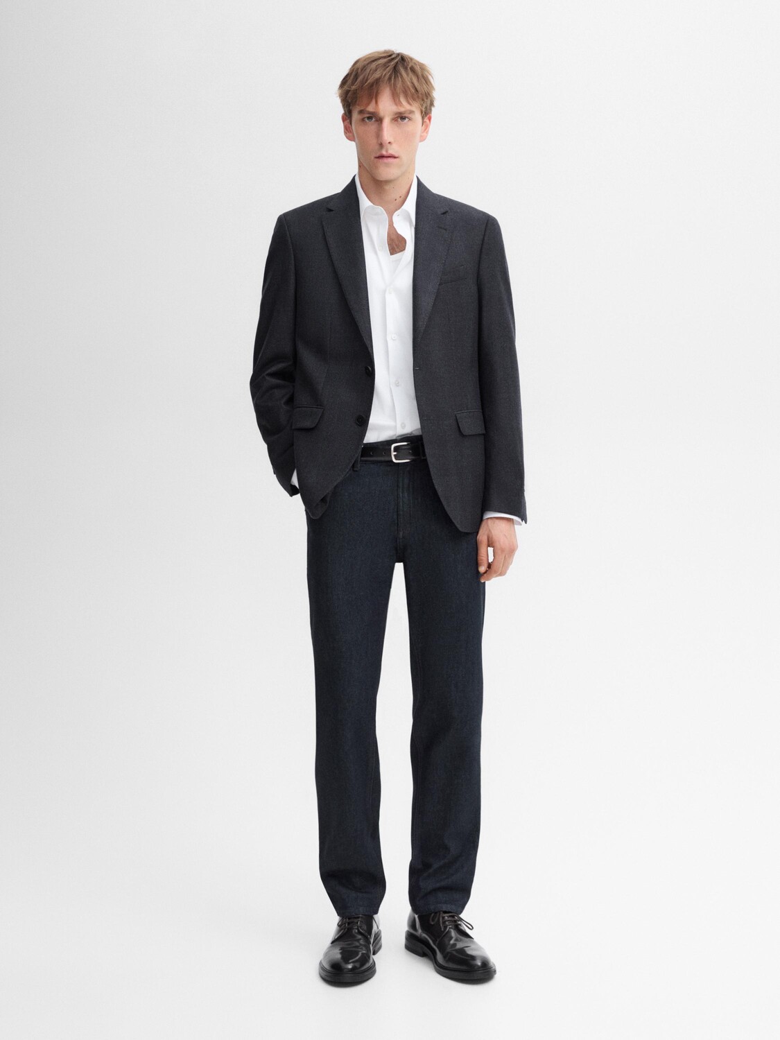 

Блейзер в клетку из 100% шерсти Massimo Dutti, синий