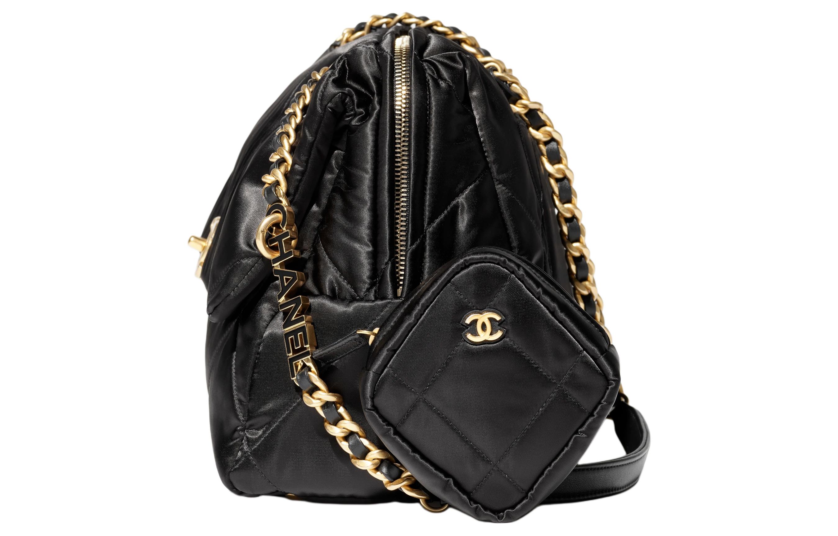 Сатиновая сумка для боулинга, женская сумка через плечо Tubas черная CHANEL — фото 4