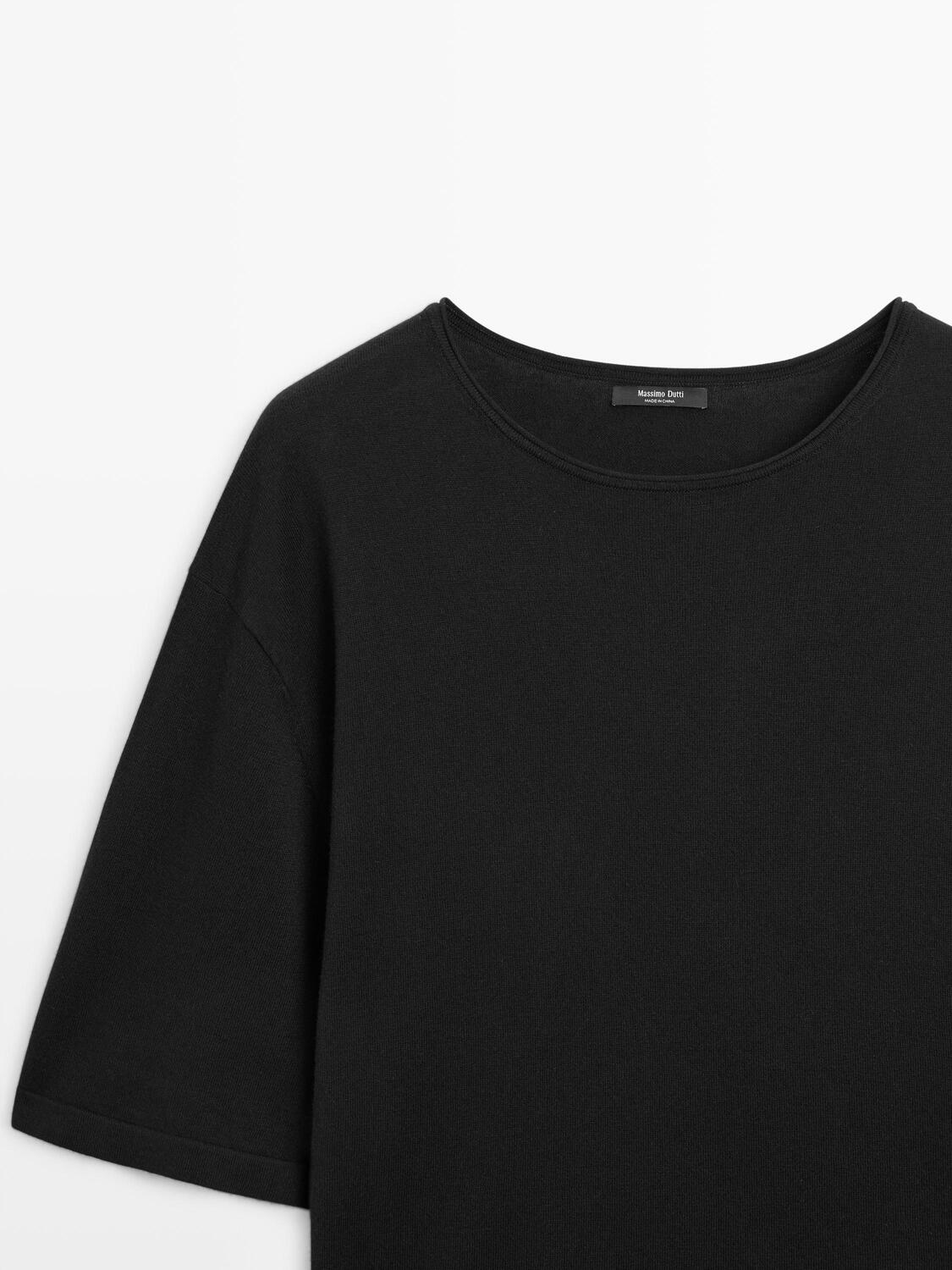 Свитер Massimo Dutti With Contrast Lace Detail, черный — фото 3