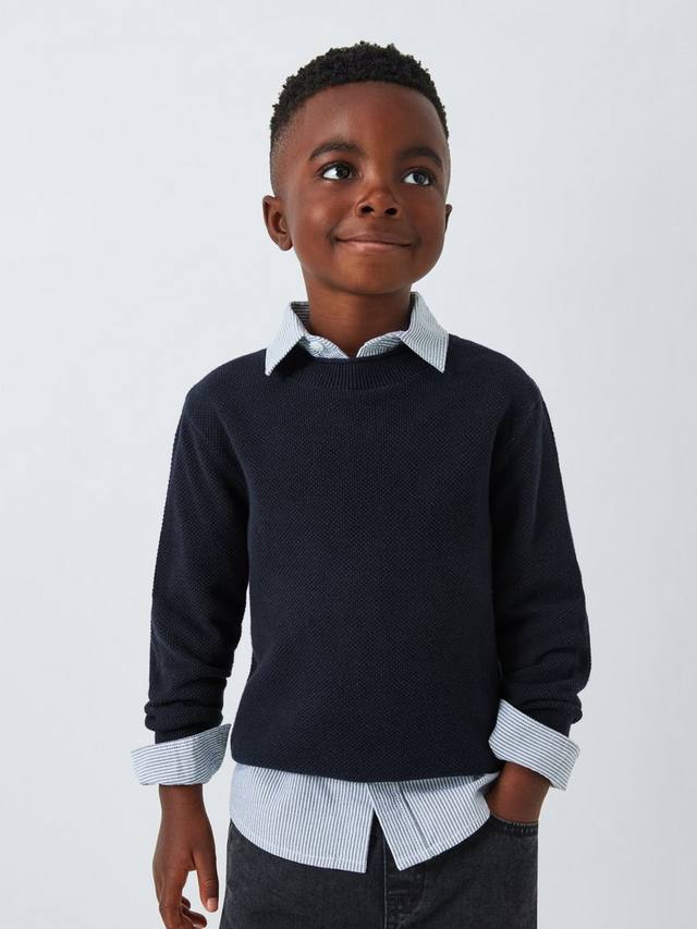 

Детский джемпер из хлопка с узором "семечко" John Lewis, Blue