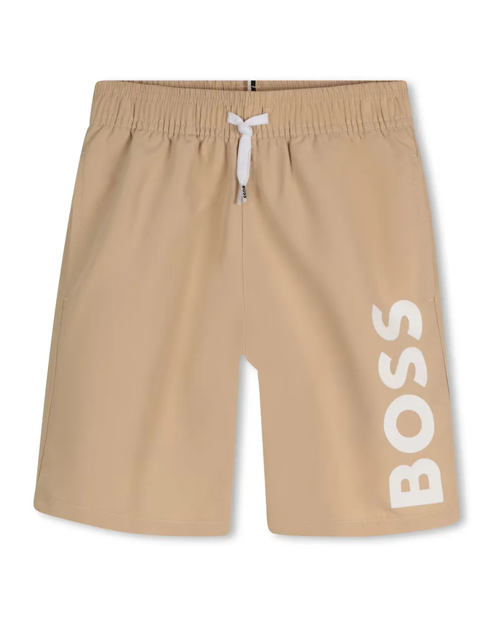 

Купальник для мальчиков с логотипом и кулиской BOSS Kidswear, бежевый