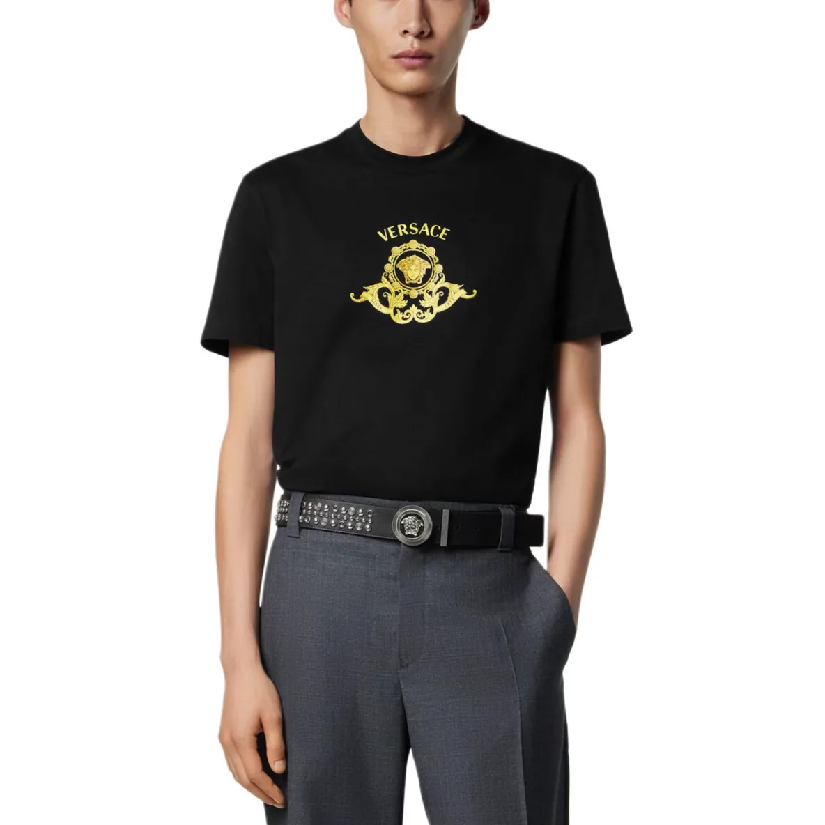 Футболка с принтом Medusa VERSACE, черный — фото 3