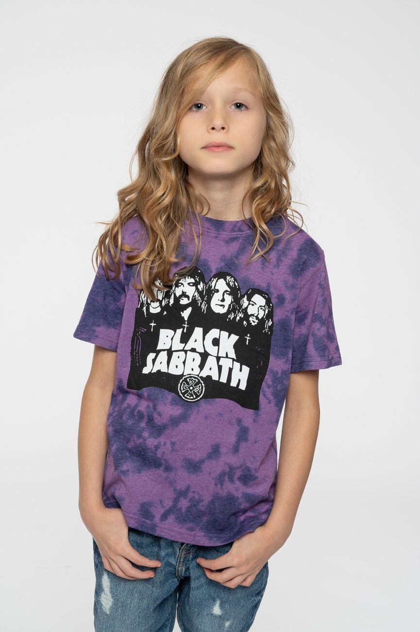 

Фиолетовая детская футболка с логотипом группы Black Sabbath, черный