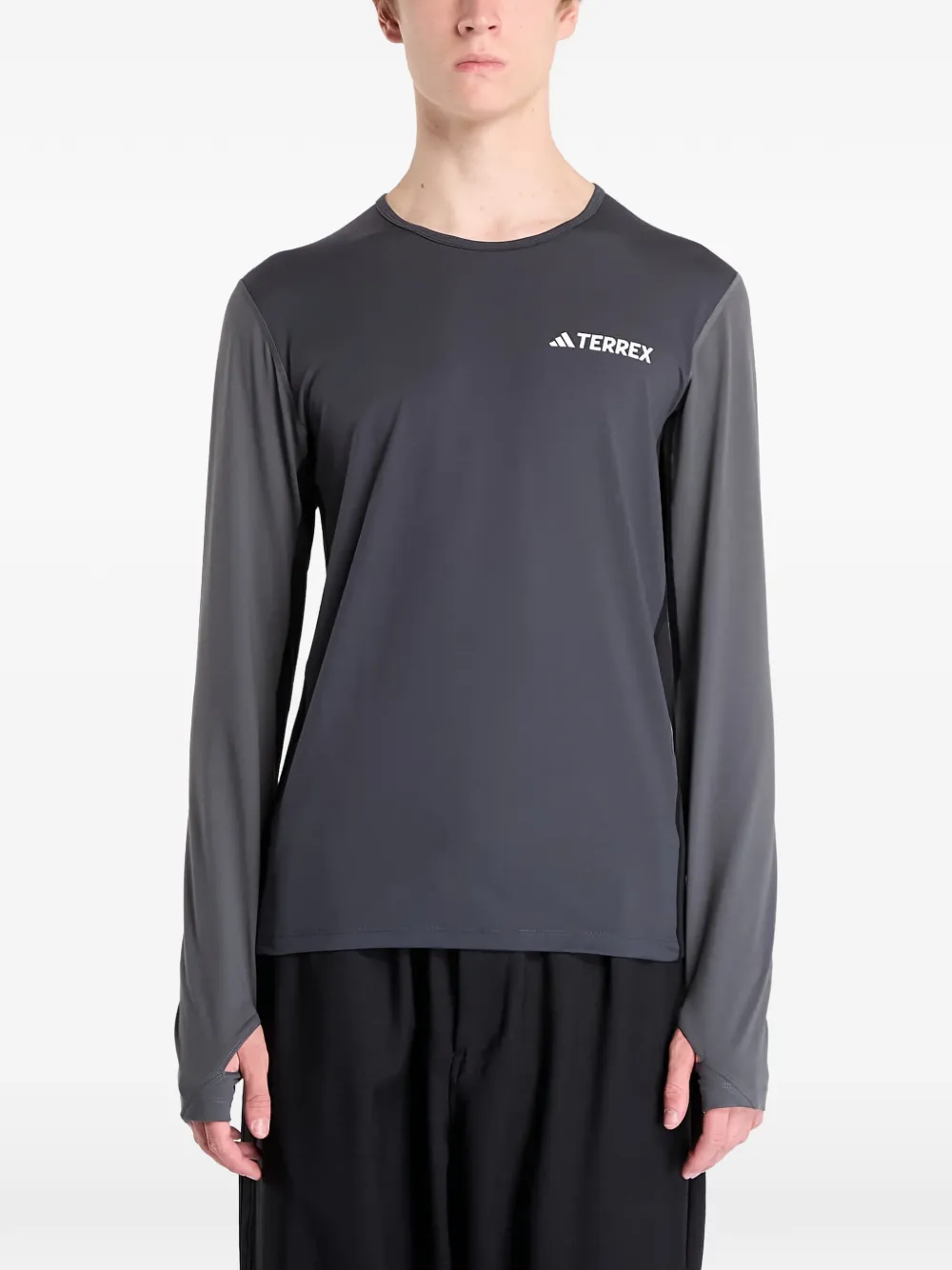 Базовая футболка с длинными рукавами Adidas, серый — фото 3