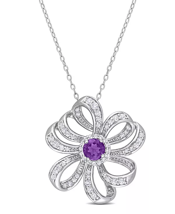

Ожерелье с цветком из драгоценных камней из стерлингового серебра Macy'S, amethyst
