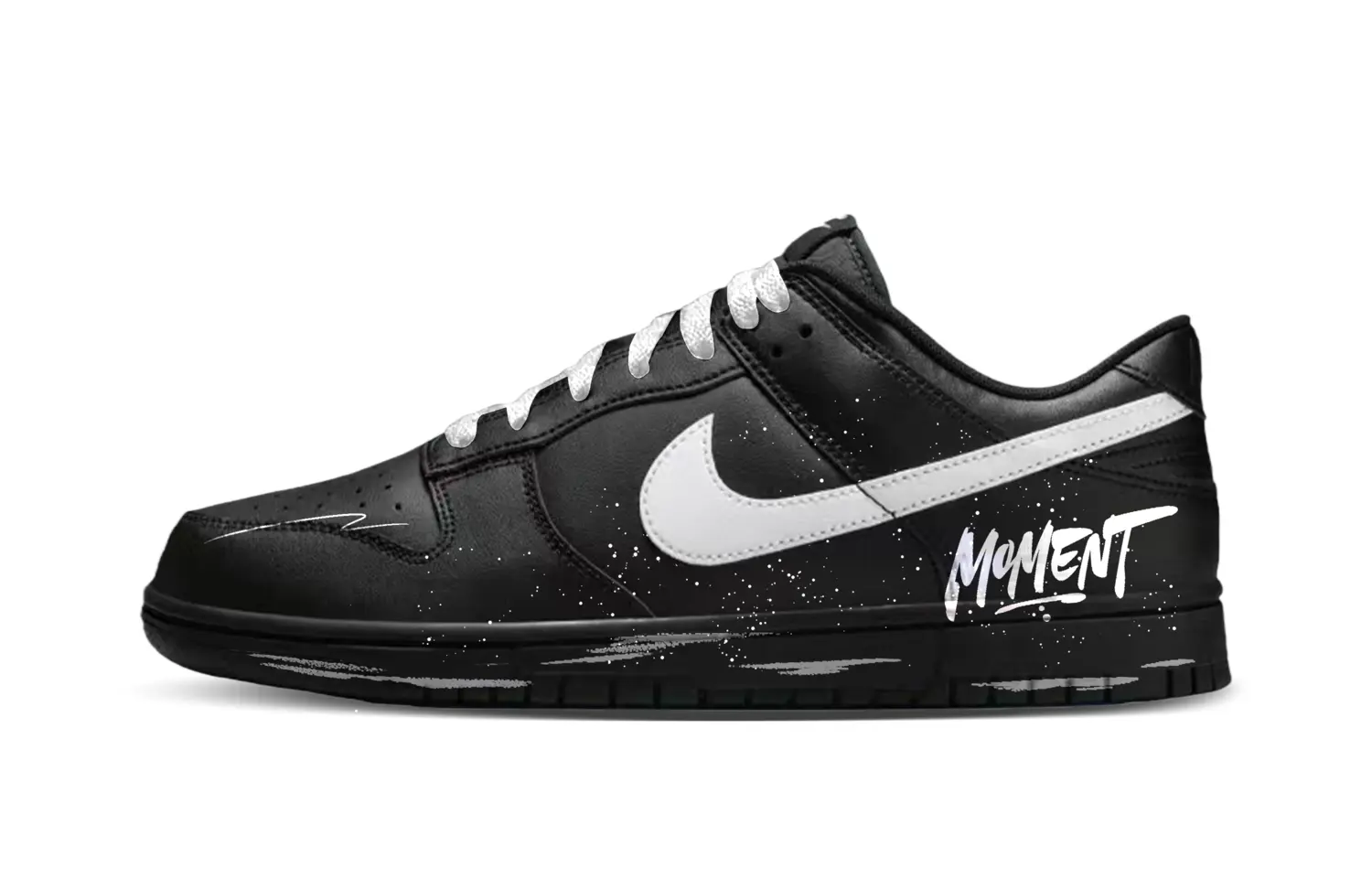 

Кроссовки для скейтбординга Dunk Ink Stained Moments Abrasion Resistant низкие унисекс White Nike, черный