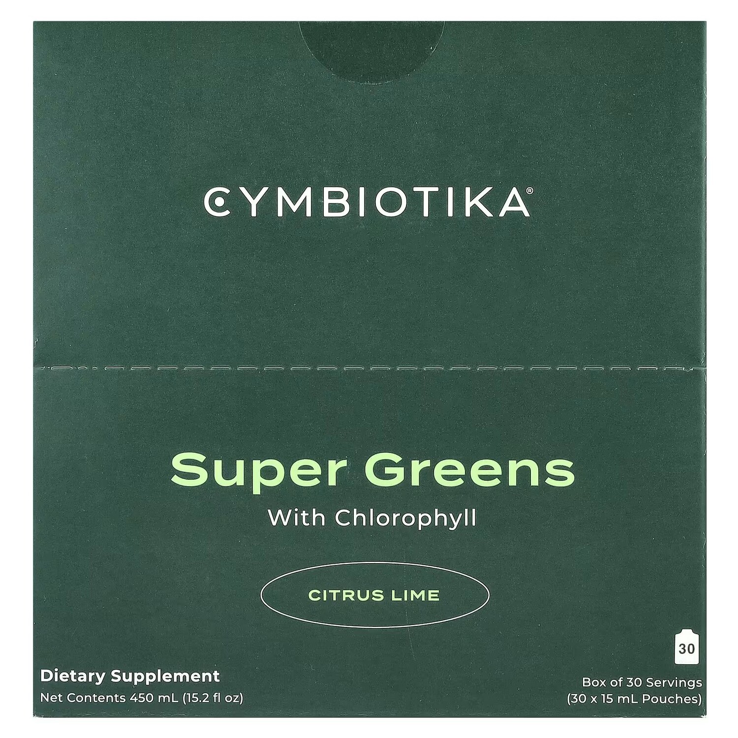 

Super Greens, с хлорофиллом и цитрусовым лаймом, 30 пакетиков по 15 мл каждый Cymbiotika