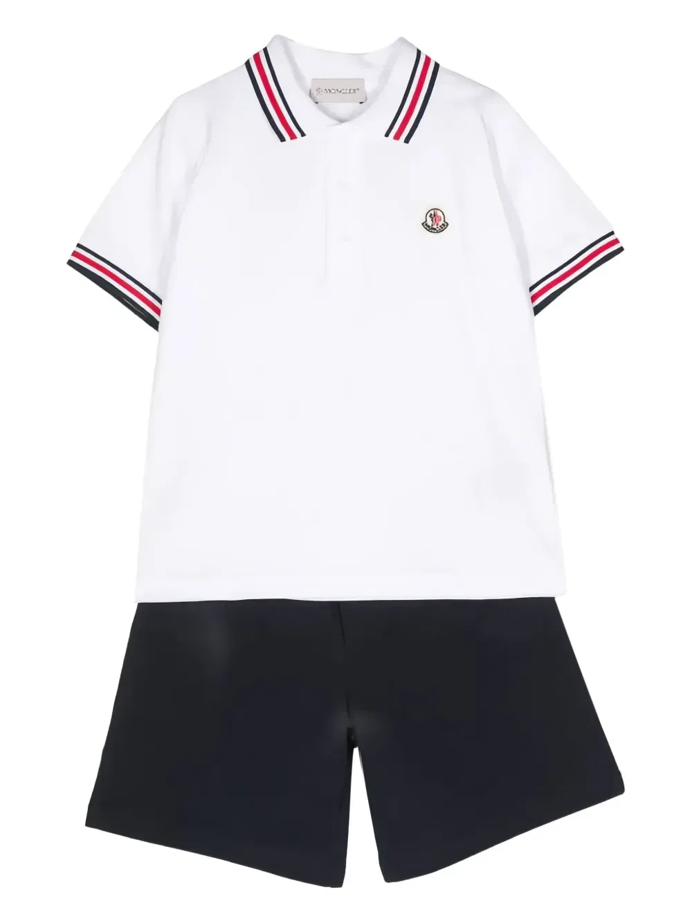 Комплект из шорт и футболки с воротником поло Moncler Enfant, синий