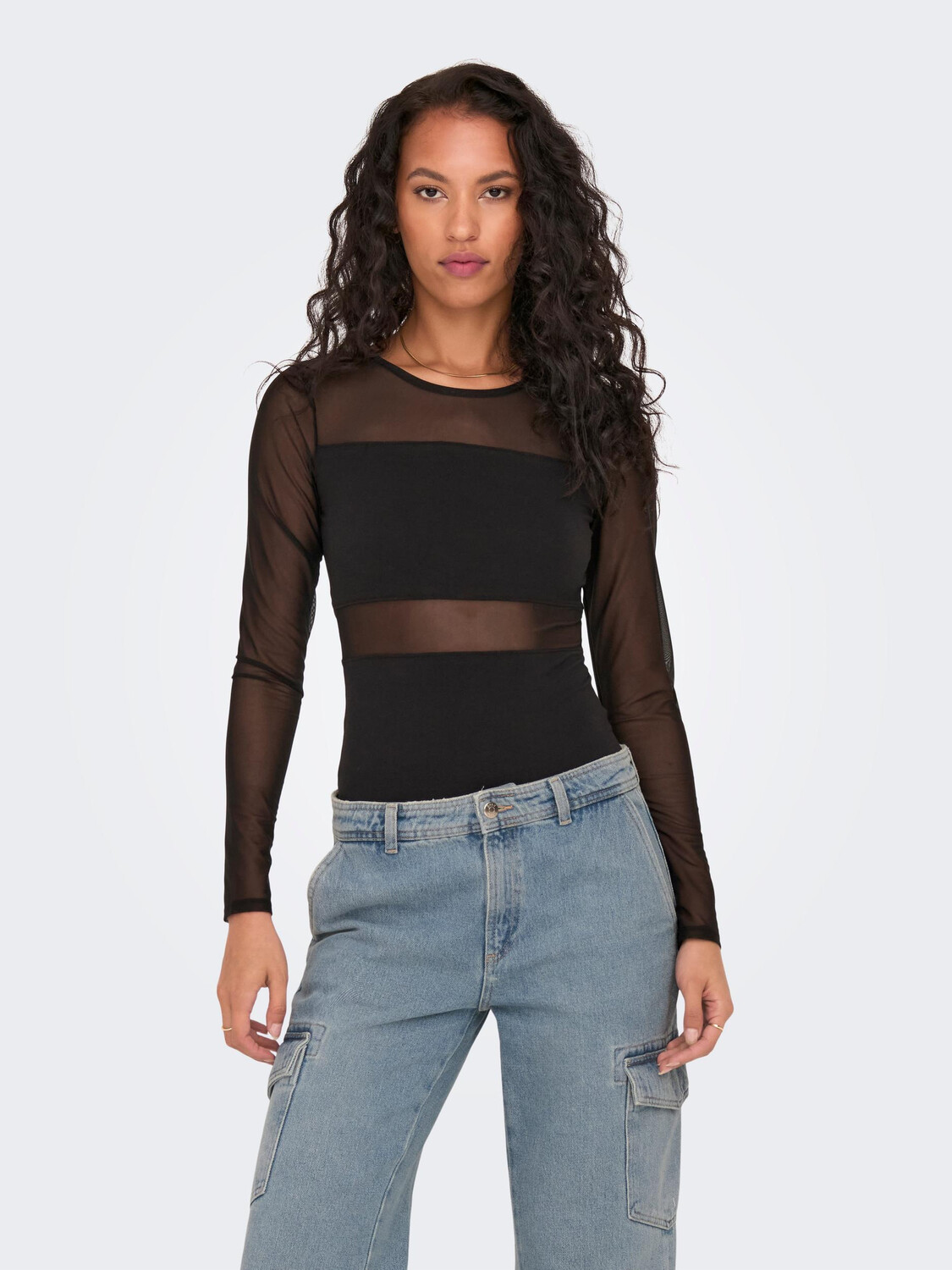 

Боди ONLY Langarm Shirt Longsleeve Mesch stocking Oerteil, черный