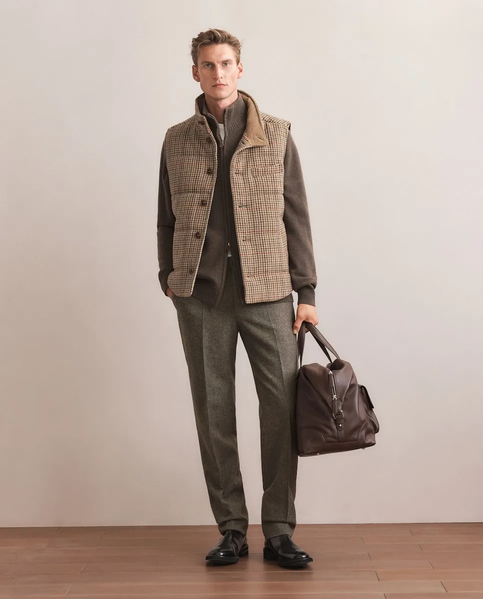 

Мужской стеганый жилет из шерсти в клетку Харрис Emidio Tucci, хаки