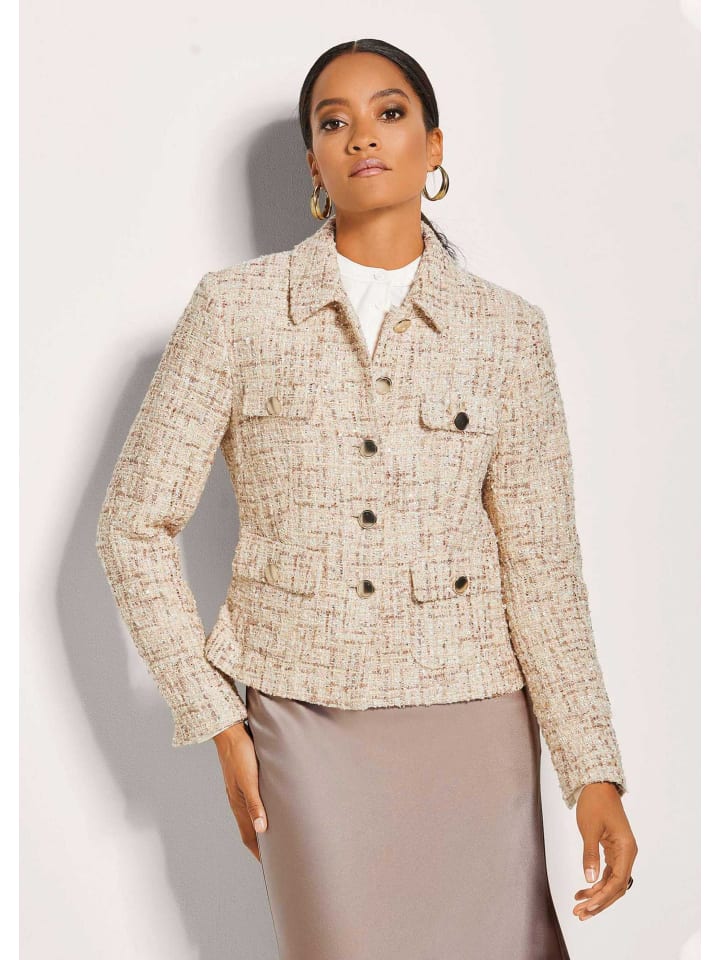 

MADELEINE Элегантный короткий блейзер бежево-золотистого цвета