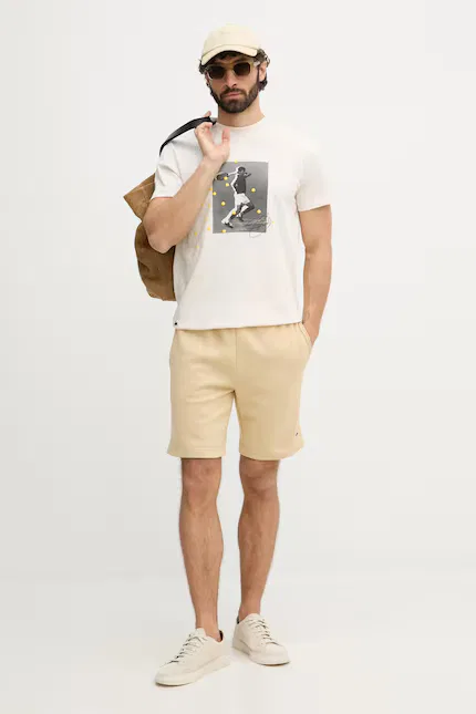 Шорты спортивные из хлопка Lacoste, бежевый — фото 2