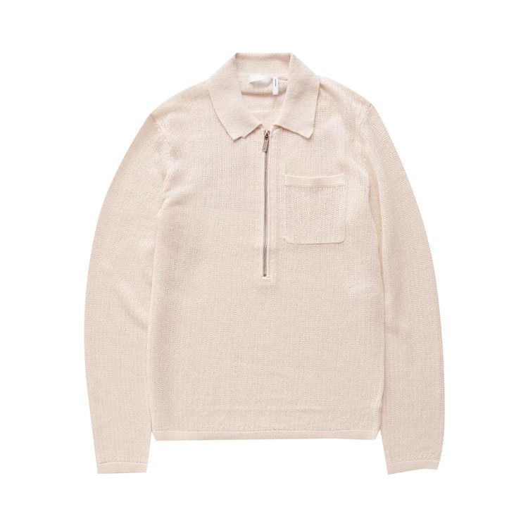 

Свитер Helmut Lang Long-Sleeve Zip Polo Sweater, Ivory