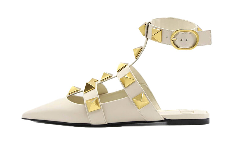 Женские туфли Valentino Roman Stud, белый/золотой