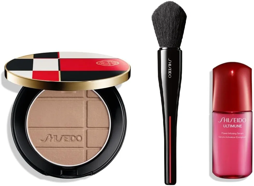 Набор для ухода за кожей Shiseido Enhancer Kit Greige Topaz 7г + кисть + сыворотка 10г