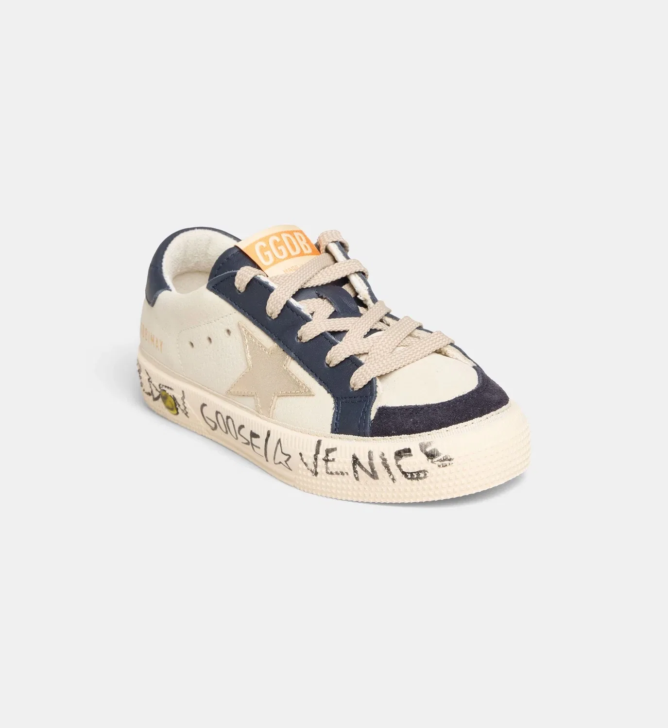 Низкие кеды May из потертой кожи нубук GOLDEN GOOSE, белый — фото 2