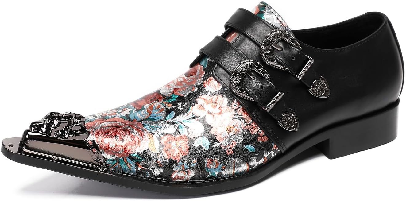 

Мужские лоферы Santimon Mens, праздничные, повседневные, с металлическим носком и пряжкой, на каблуке, кожаные лоферы, западная мода, бальные, диско, смокинговые летние туфли для мужчин и мальчиков, черный