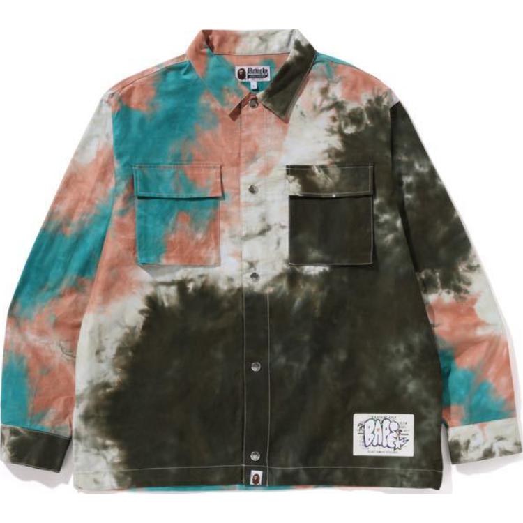 Bape Tie Dye Relaxed Fit Cpo Shirt A BATHING APE, черный — фото 4