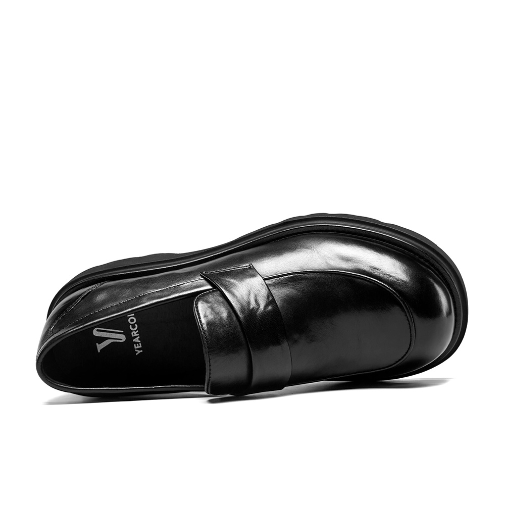YEARCON Повседневные кожаные туфли мужские черные, цвет Black (Standard Leather Shoe Size, Suggestion: Consider 1 Size Down from Athletic Shoes) — фото 4