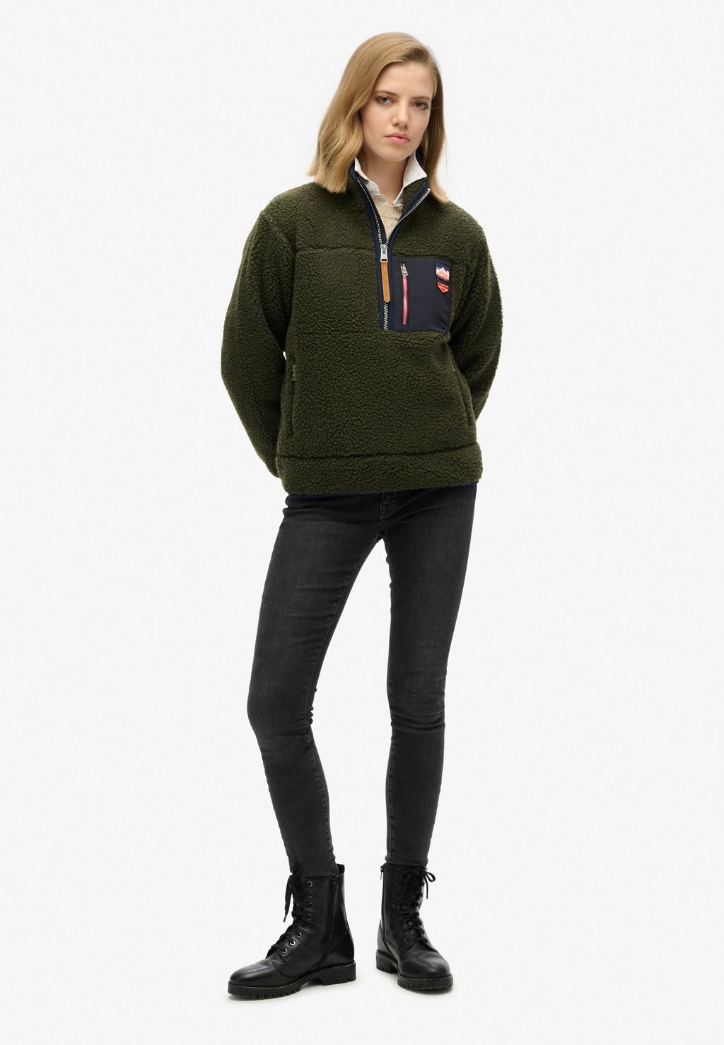 

Флисовый джемпер VINTAGE RETRO HALF ZIP Superdry, хаки