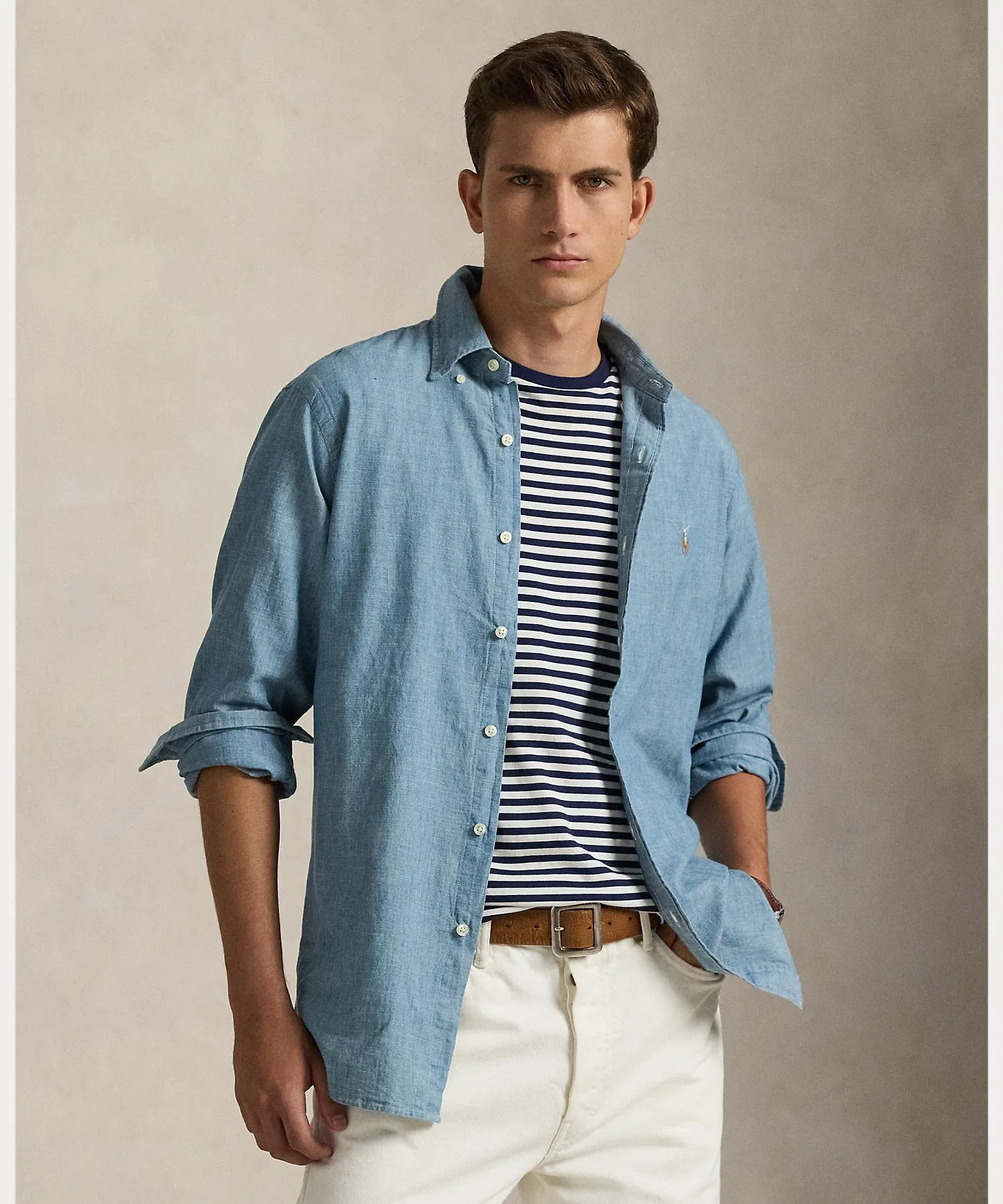 Мужская рубашка POLO RALPH LAUREN классическая из шамбре