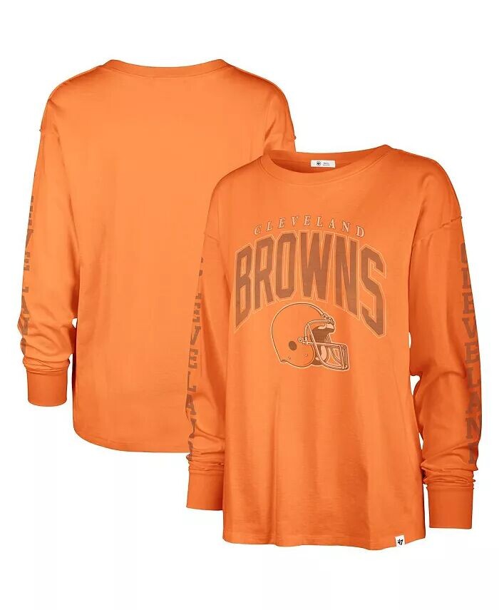 

Женская оранжевая рваная футболка с длинным рукавом Cleveland Browns Tom Cat '47 Brand
