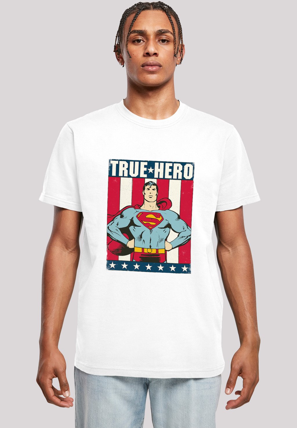 

Футболка с принтом DC COMICS SUPERMAN TRUE HERO SUPERHELD F4NT4STIC, белый