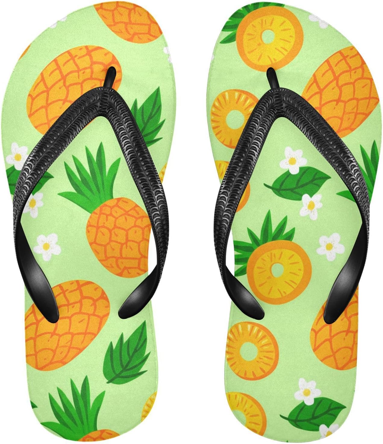 

Вьетнамки с цветком ананаса зеленого цвета, пляжные шлепанцы, резиновые нескользящие летние тапочки для женщин и мужчин для ходьбы Sinestour