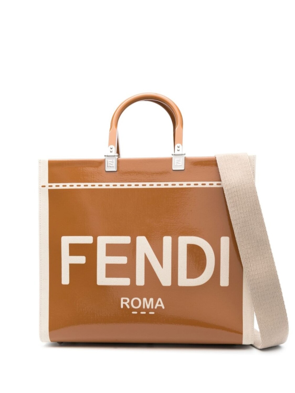 

Сумка-тоут FENDI с логотипом, коричневый