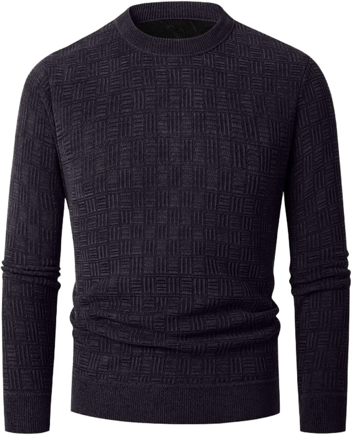 

Мужской свитер с фактурной отделкой, флис, длинный рукав, Plus Size AQAYL