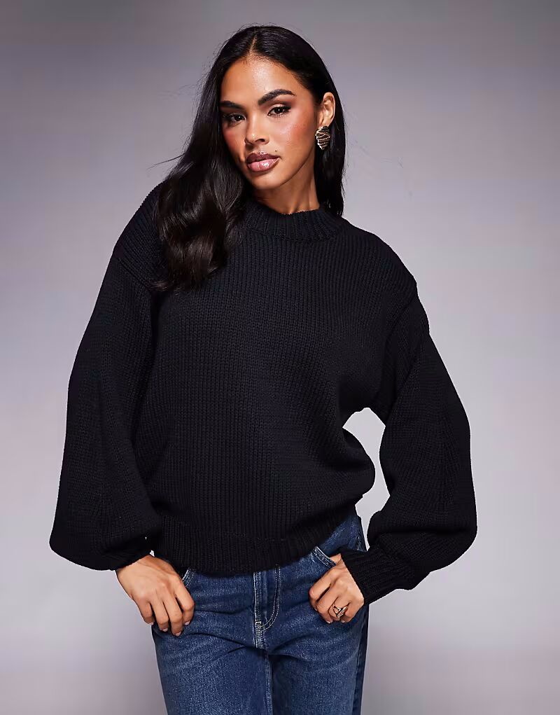 

Джемпер свободного кроя с рукавами-фонариками Harmony черного цвета Princess Polly