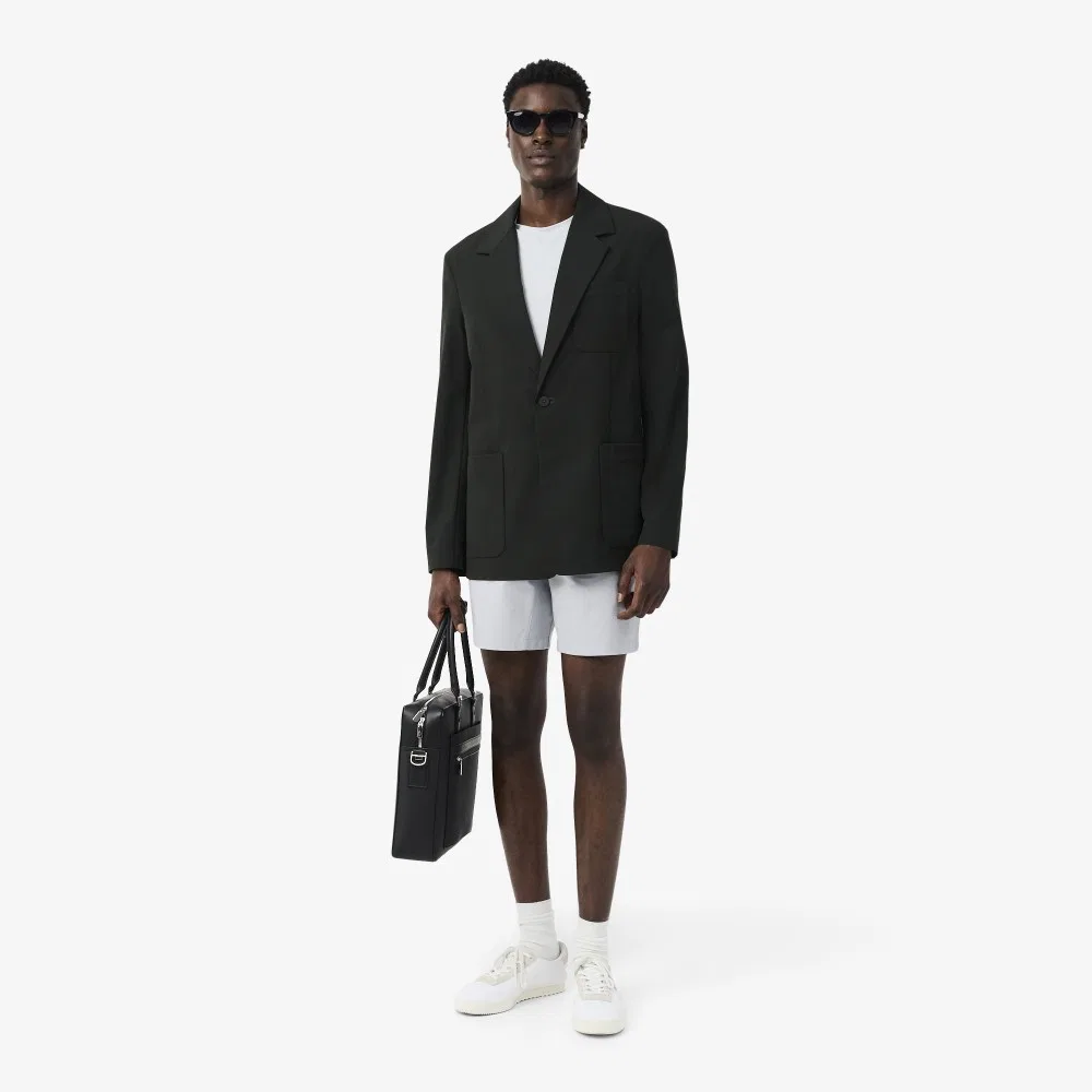 Мужские шорты-бермуды из эластичного полиэстера светло-серые от Lacoste — фото 4