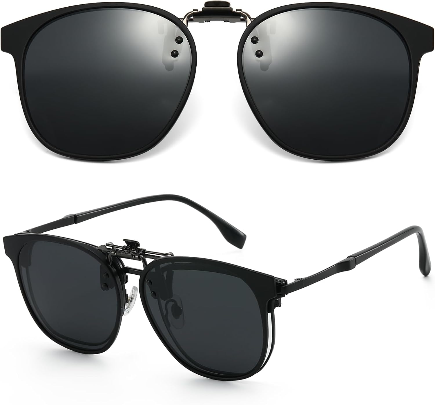 

Накладные солнцезащитные очки для мужчин и женщин - поляризованные линзы с антибликовым покрытием, 100% защита от УФ-излучения, универсальный размер, подходят для большинства очков VUEECLAT, Black-grey Lens