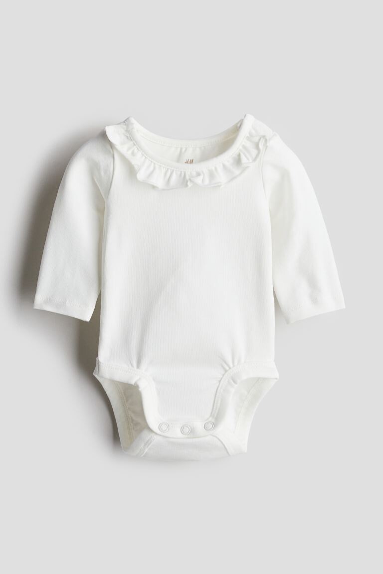

Хлопковое боди с воланным воротником H&M, белый