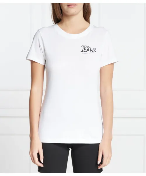

Футболка с логотипом движения Regular fit Calvin Klein Jeans, белый