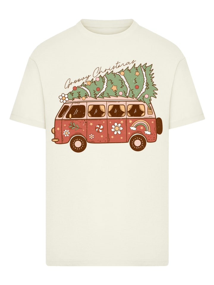 

Футболка Groovy Christmas Camper Van песочного цвета F4NT4STIC, Бежевый, Футболка Groovy Christmas Camper Van песочного цвета F4NT4STIC