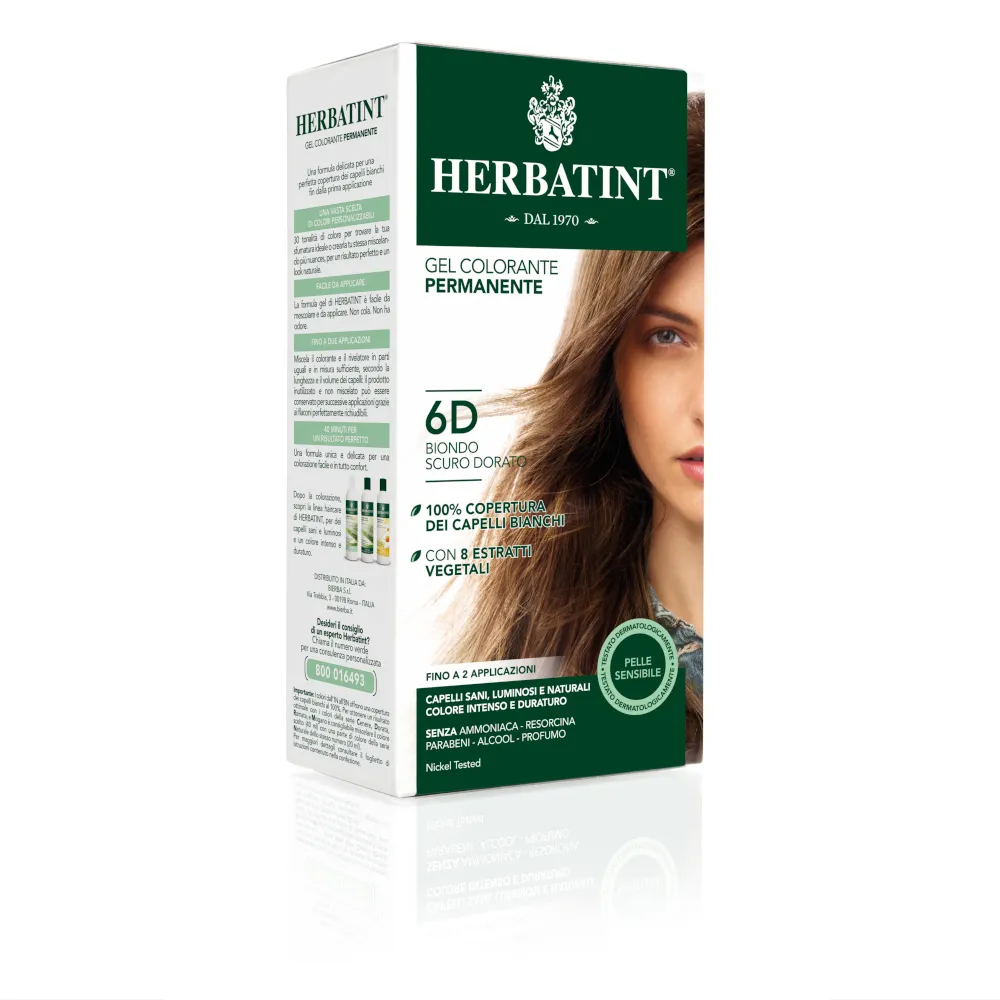 

Краска для волос Herbatint 6D Permanent Gel Dark Golden Blonde 150 мл