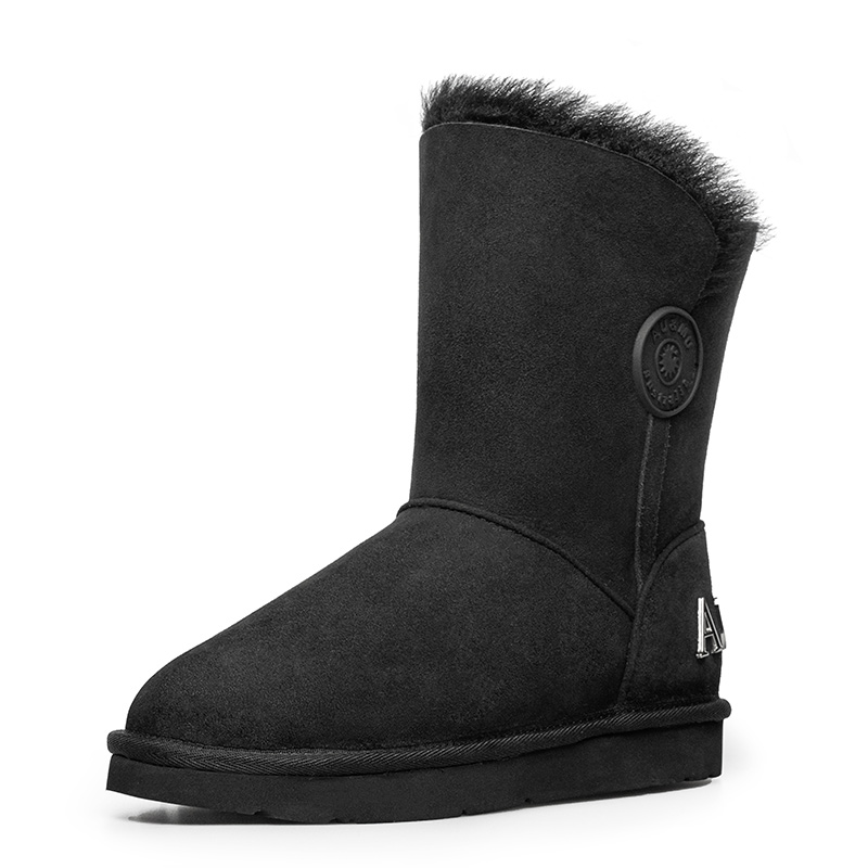Утепленные противоскользящие замшевые зимние сапоги Shearling AU&MU женские черные — фото 3