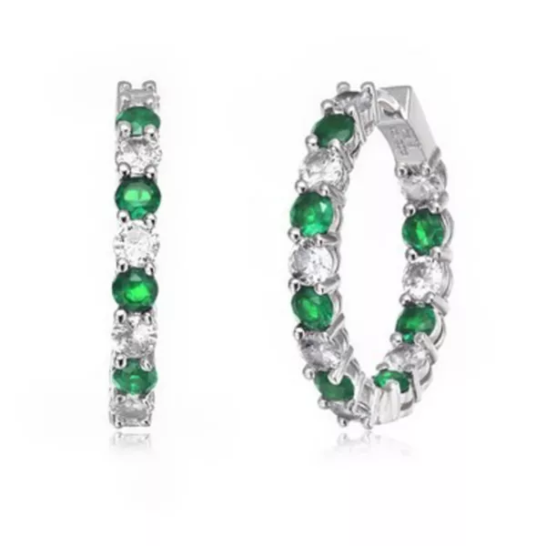 

Серьги-Кольца с вывернутыми наизнанку цветными кубическими цирконами Rachel Glauber, green