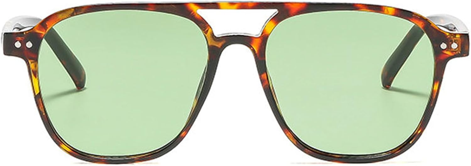 

Willochra Классические солнцезащитные очки-пилот в стиле 70-х, квадратной формы, женские, винтажные, с двойной перемычкой, дизайнерские, модные, зеленые, с леопардовым принтом, C6