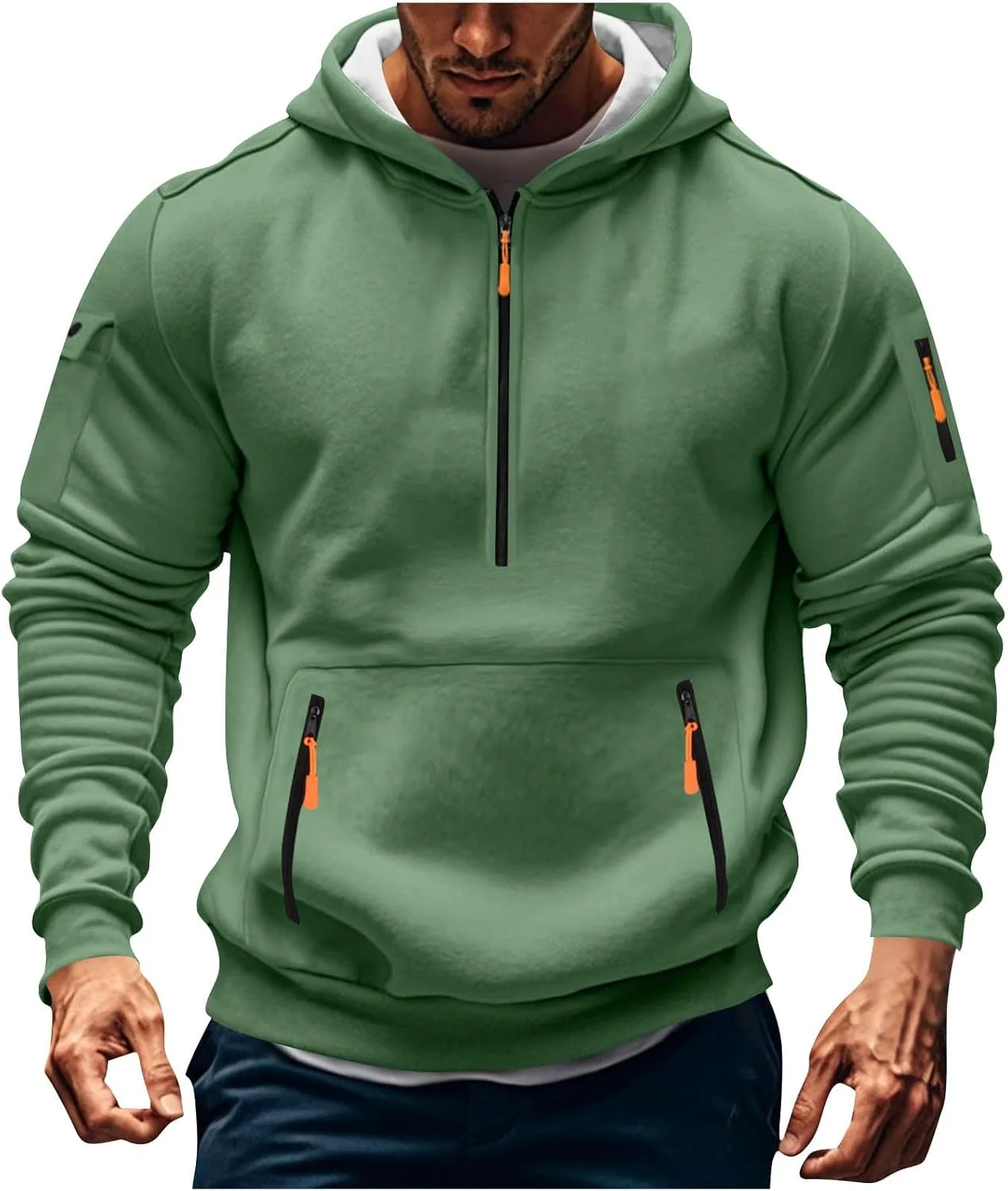 

Мужской оверсайз худи с карманом и полумолнией betible